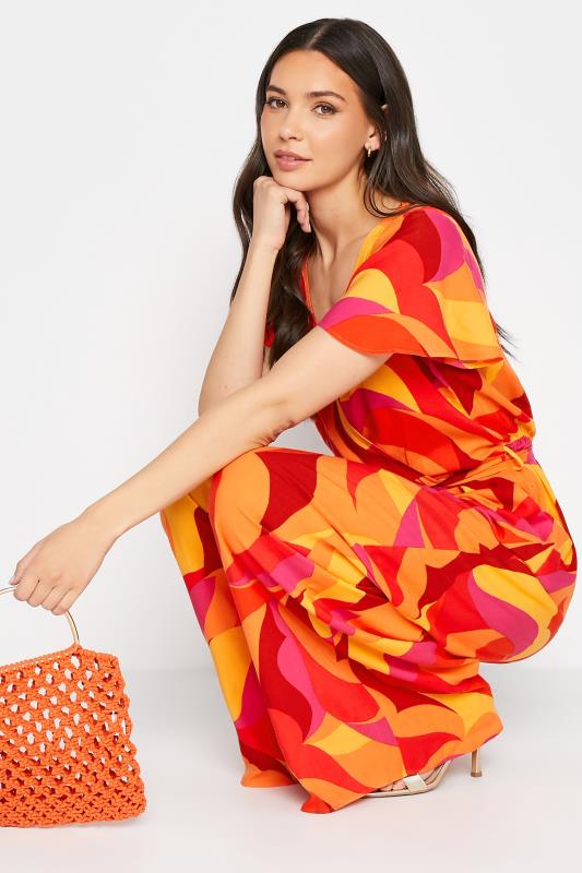 LTS Tall Women's Bright Orange Swirl Print Wrap Jumpsuit | Long Tall Sally 5