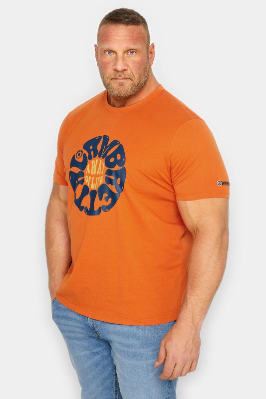 LAMBRETTA Big & Tall Plus Size Orange 'A Way Of Life' Slogan T-Shirt | BadRhino  1