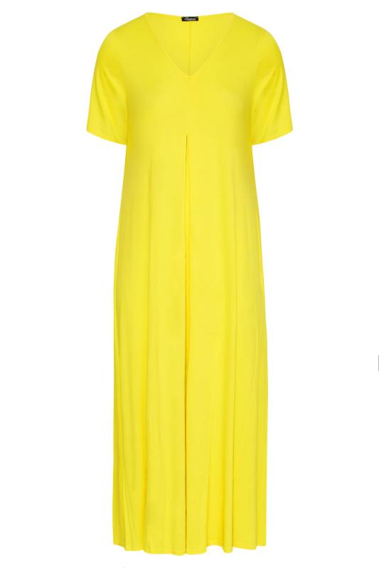 LIMITED COLLECTION Curve Lemon Yellow Pleat Front Maxi Dress 6