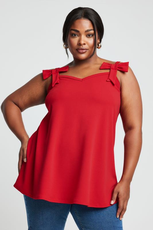 Plus Size  LIMITED COLLECTION Curve Red Bow Detail Cami Top