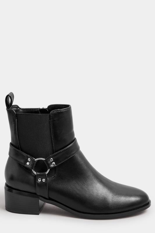 LTS Black Faux Leather Harness Biker Boots In Standard Fit | Long Tall Sally  3