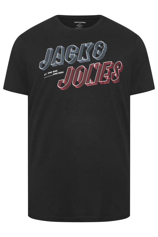 JACK & JONES Big & Tall Black Line Logo Print T-Shirt | BadRhino 3