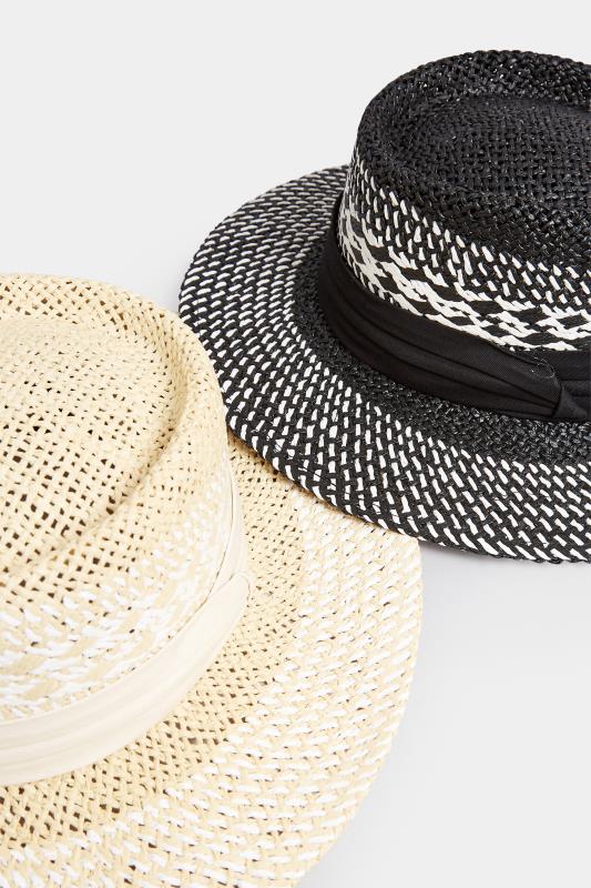 Black & White Contrast Straw Boater Hat | Yours Clothing 4