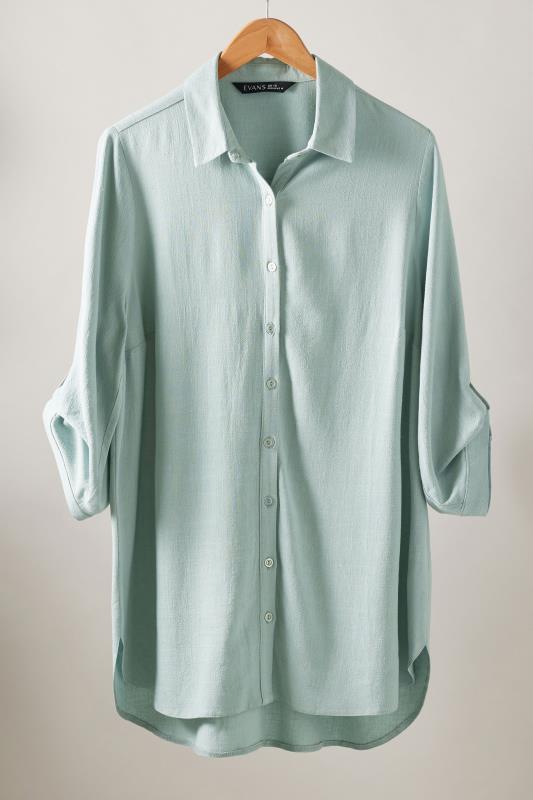 EVANS Plus Size Light Blue Tab Sleeve Shirt | Evans  5