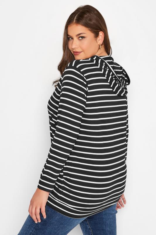 Plus Size Black Stripe Hoodie | Yours Clothing 3