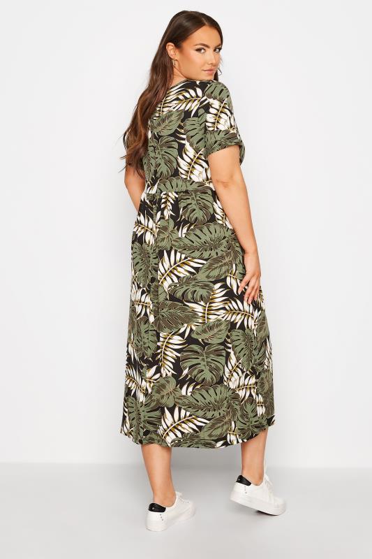 Curve Black Tropical Print Pocket Maxi Dress 3