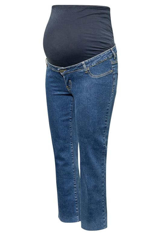 BUMP IT UP MATERNITY Plus Size Mid Blue Wide Leg Jeans | Yours Clothing 4