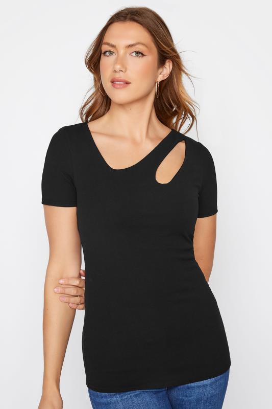 LTS Tall Women's Black Cut Out Detail T-Shirt | Long Tall Sally 4