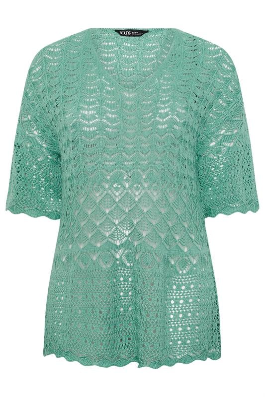YOURS Plus Size Blue Crochet Tunic Top | Yours Clothing 5