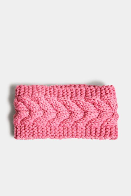 Pink Cable Knitted Headband | Yours Clothing 2