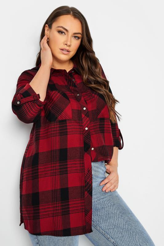 Plus Size Red Check Boyfriend Shirt | Yours Clothing 4