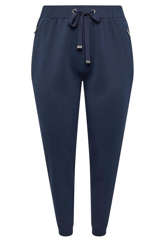 EVANS Plus Size Navy Luxe Zip Pocket Joggers | Evans 5