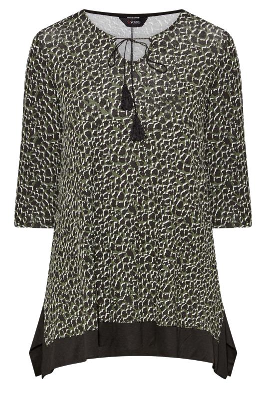 Plus Size Black & Green Leopard Print Tunic Top | Yours Clothing 6
