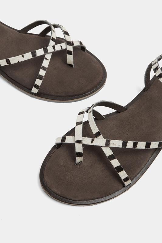 LTS Brown Zebra Print Cross Strap Sandals In a Standard Fit | Long Tall Sally 5