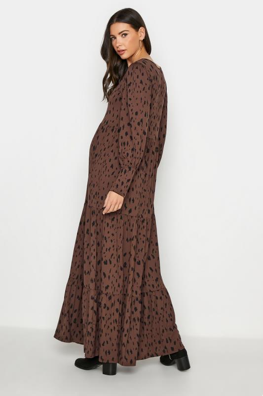 LTS Tall Maternity Brown Animal Print Tiered Dress 3