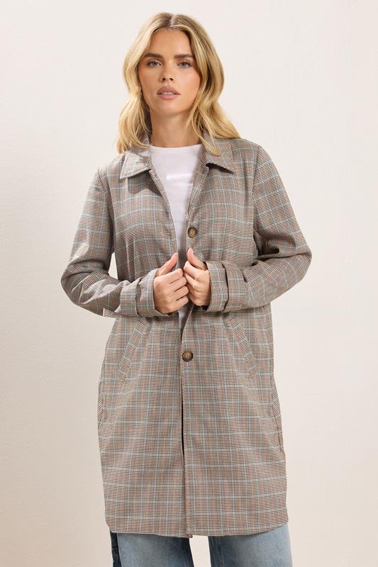 PixieGirl Petite Women's Grey Check Car Coat | PixieGirl 1