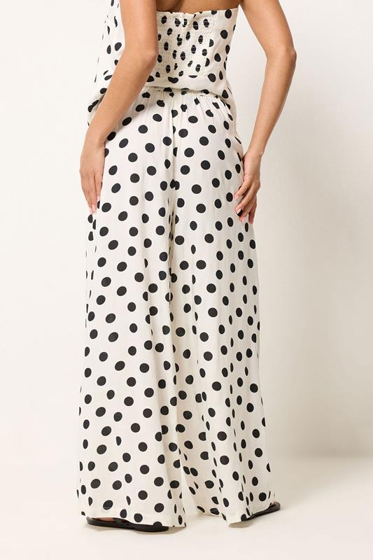 PixieGirl Petite Women's Set White Polka Dot Bandeau Top & Wide Leg Trousers | PixieGirl 5