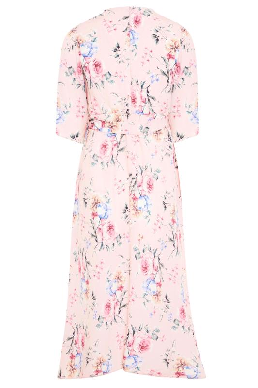 LTS Tall Blush Pink Wrap Floral Dress 8