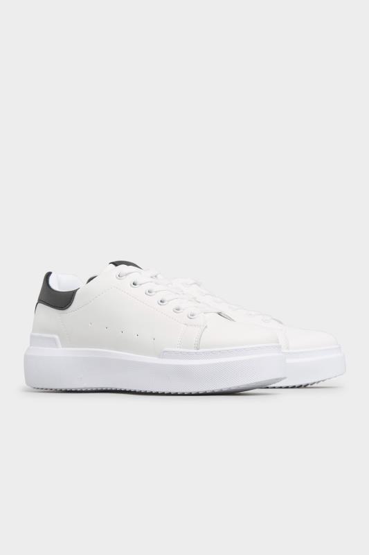 Tall  LIMITED COLLECTION White and Black Flatform Trainer In Wide Fit