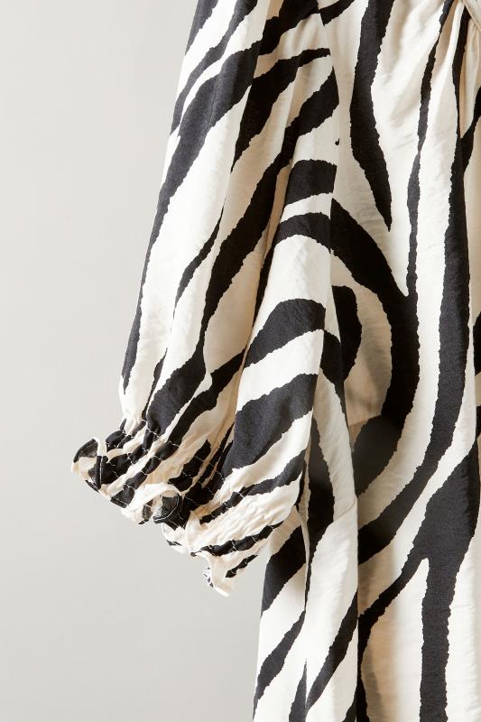 EVANS Plus Size Black & White Zebra Markings Tie Neck Blouse | Evans 7