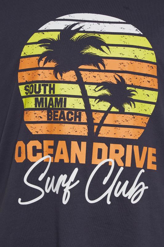 KAM Big & Tall Navy Blue Miami 'Ocean Drive' Printed T-Shirt | BadRhino  2