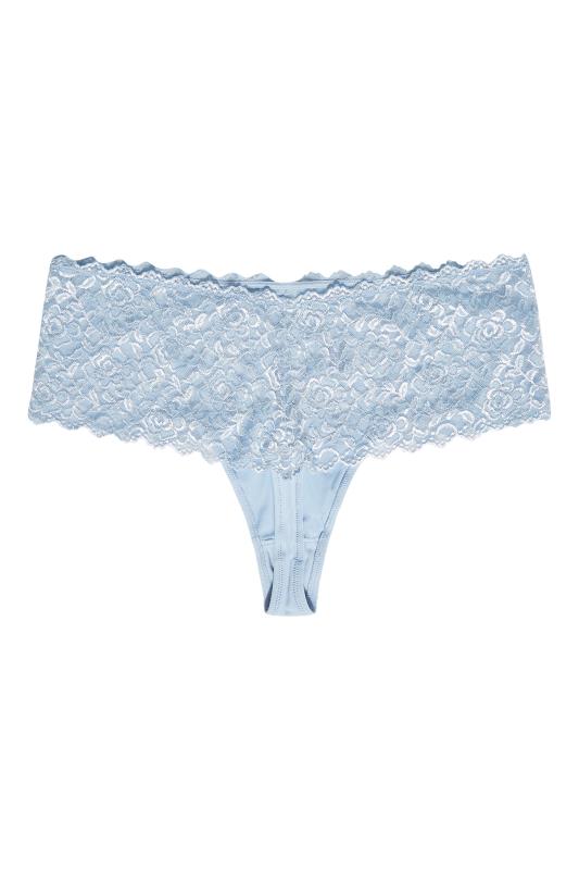 Plus Size 3 PACK Blue Lace Low Rise Brazilian Knickers | Yours Clothing 6