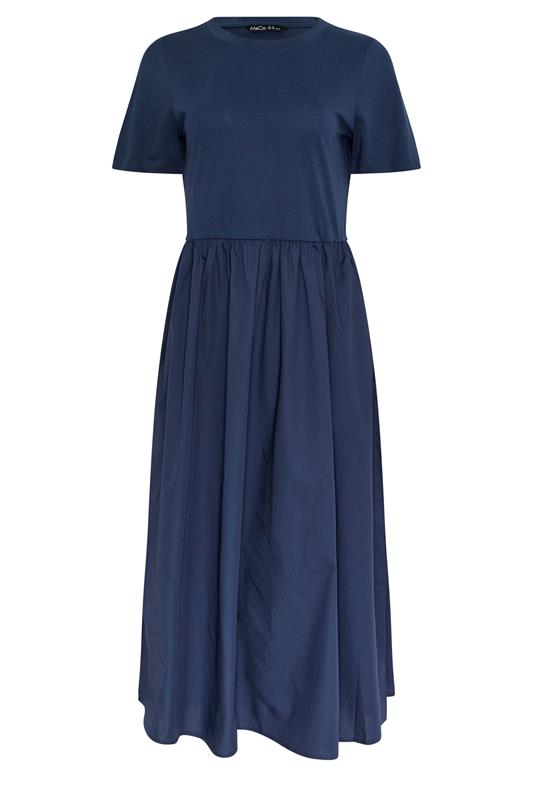 M&Co Navy Blue Short Sleeve Cotton Midi Dress | M&Co 5
