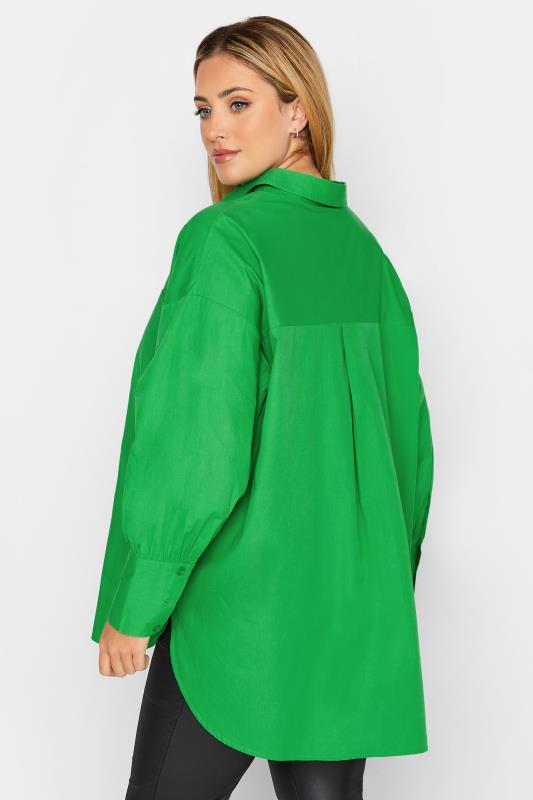 Plus Size Green Oversized Poplin Shirt | Yours Clothing 3