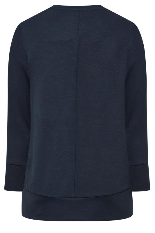 Plus Size Navy Blue Button Detail Sweatshirt | Yours Clothing 7