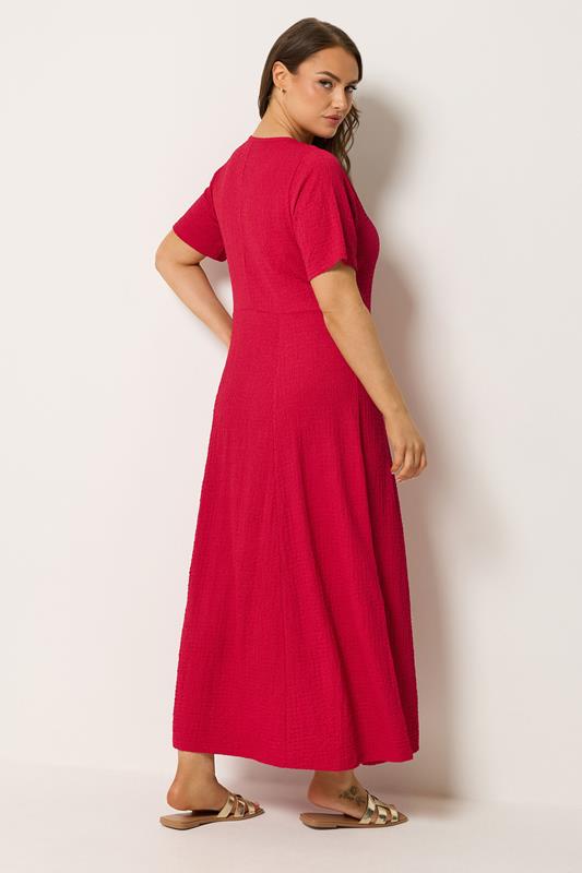 YOURS Plus Size Red Textured V-Neckline Maxi Dress | Yours Clothing 2