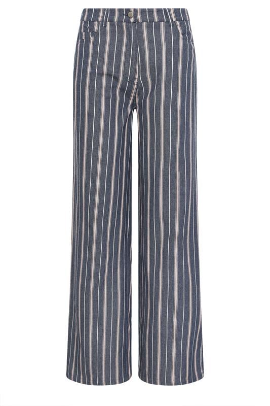 LTS Tall Women's Denim Blue Stripe Cotton Wide Leg Jeans | Long Tall Sally 6
