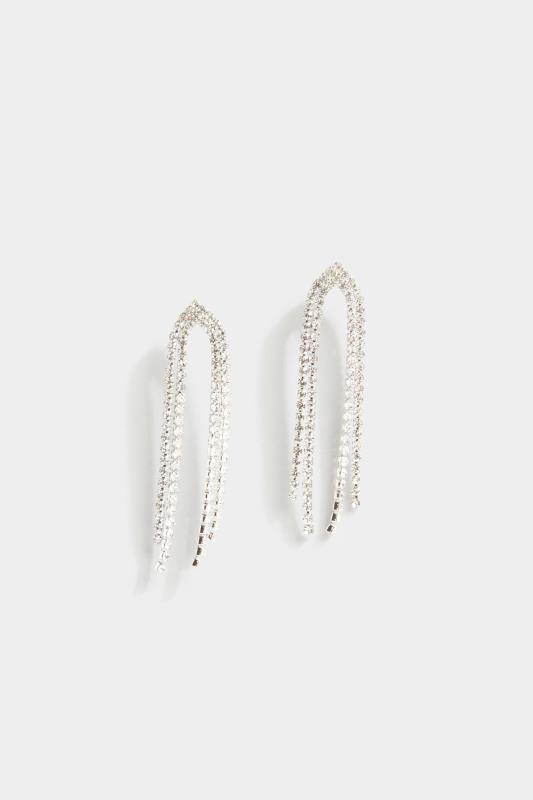  Grande Taille Silver Diamante Tassel Earrings