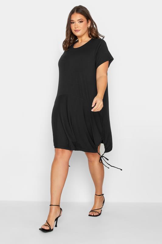 YOURS Plus Size Black Mesh Front Dress | Yours Clothing 2