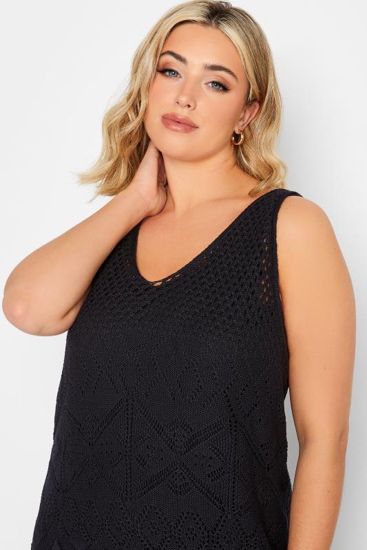 YOURS Curve Black Crochet Midaxi Dress | Yours Clothing 5