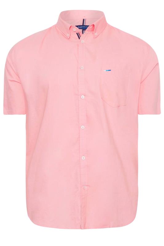 BadRhino Big & Tall Pink Essential Short Sleeve Oxford Shirt 3