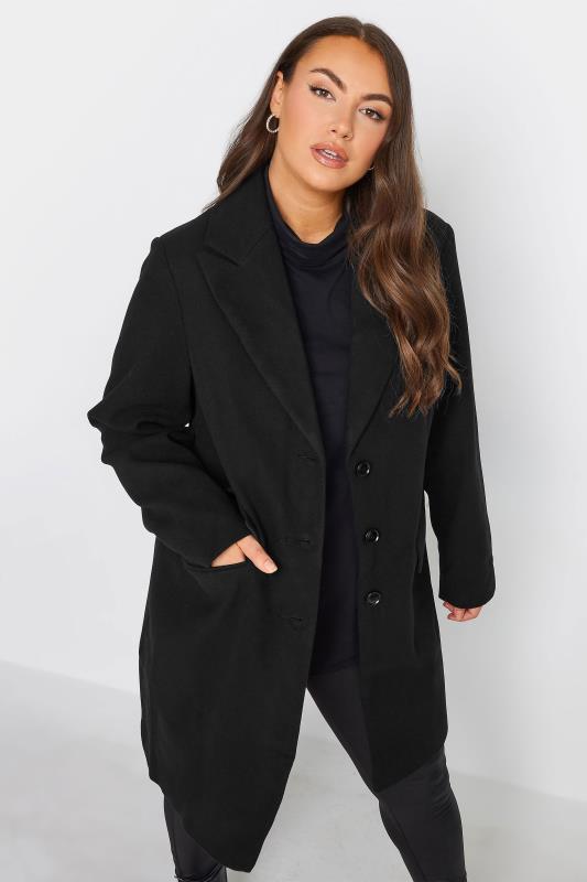 YOURS Plus Size Black Midi Formal Coat | Yours Clothing 1