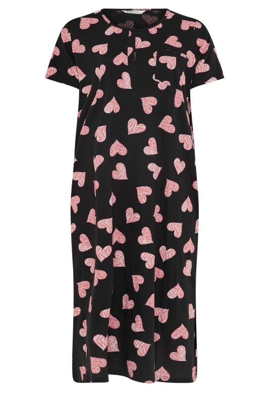 YOURS Plus Size Black Heart Print Nightdress | Yours Clothing 5