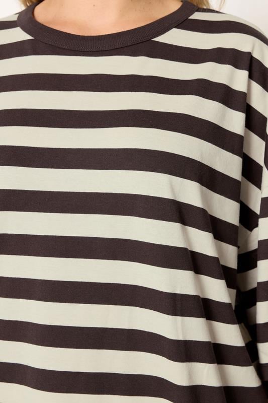 YOURS Plus Size Chocolate Brown & Cream Boxy T-Shirt | Yours Clothing 4