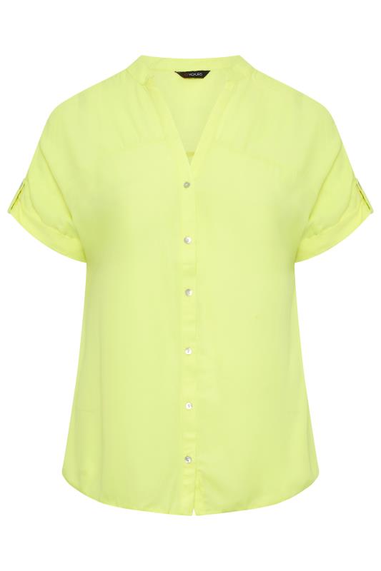 YOURS Plus Size Lime Green Button Through Shirt | Yours Clothing 5