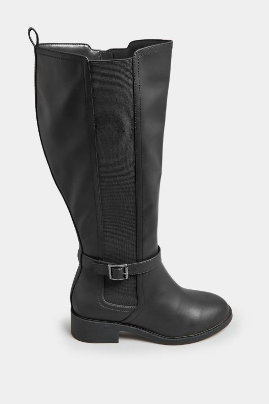 Black Faux Leather Buckle Knee High Boots In Wide E Fit & Extra Wide EEE Fit | Yours Clothing 3