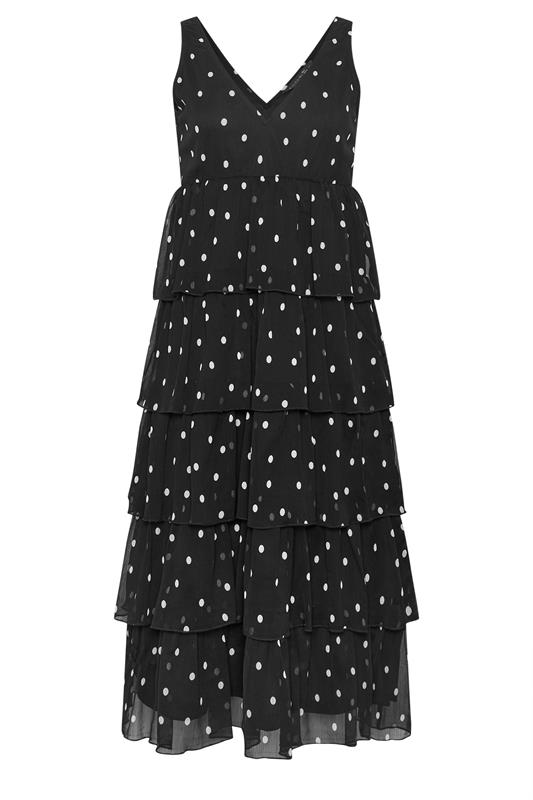 PixieGirl Petite Women's Black Polka Dot Chiffon Midi Dress | PixieGirl 6