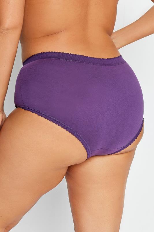 YOURS 5 PACK Plus Size Black & Purple High Waisted Full Briefs | Yours Clothing 3