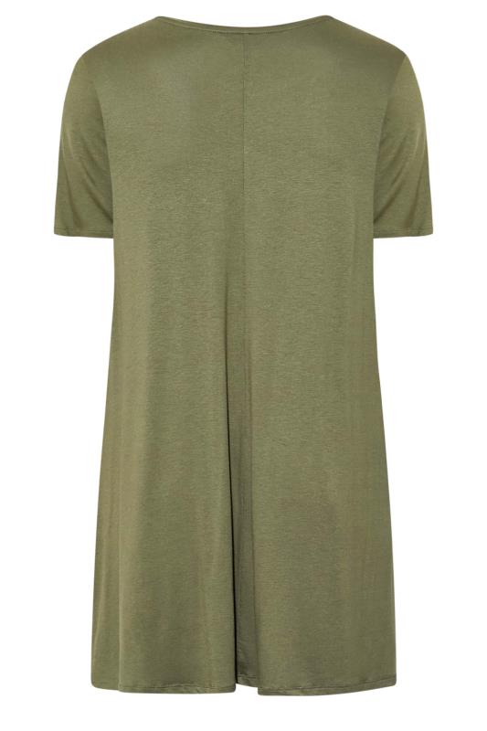 Plus Size Khaki Green Scarf Border Print Tunic Top | Yours Clothing 7