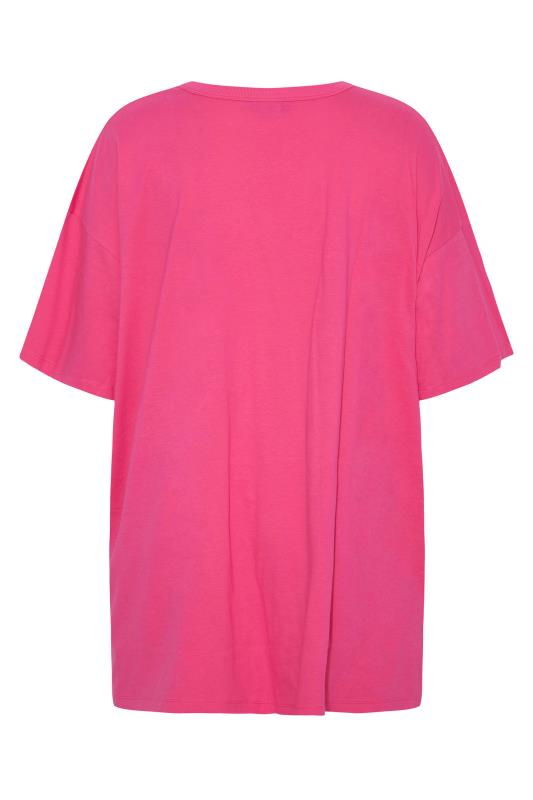 Plus Size Hot Pink 'Malibu' Slogan Oversized T-Shirt | Yours Clothing  6
