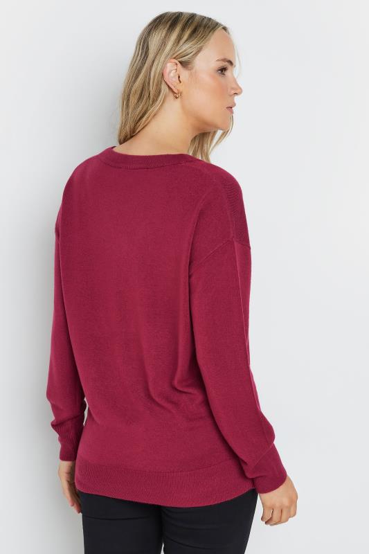 LTS Tall Red Long Sleeve V-Neck Jumper | Long Tall Sally 3