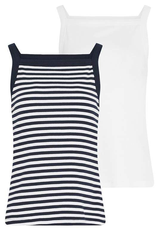 LTS Tall Women's 2 PACK White Stripe High Neck Ribbed Vest | Long Tall Sally 7