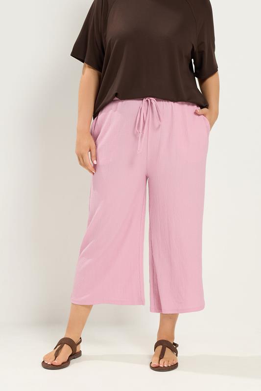  YOURS Culotte in Rosa mit Knitteroptik