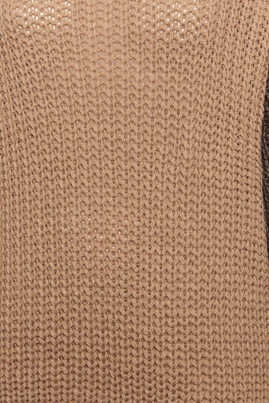 YOURS LUXURY Plus Size Beige Brown Colour Block Sleeve Jumper | Yours Clothing 6
