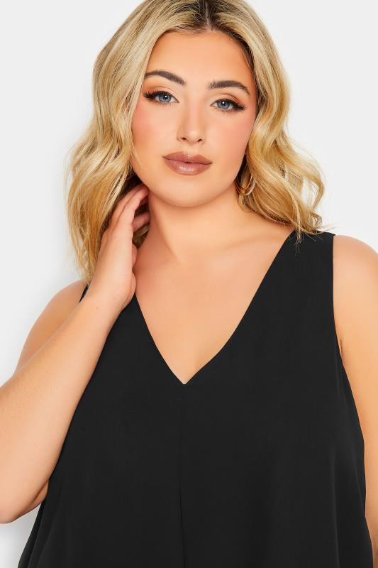 YOURS LONDON Plus Size Black Layered Vest Top | Yours Clothing 4