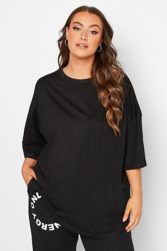  Grande Taille YOURS Curve Black Oversized Boxy T-Shirt